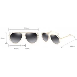 Oval European and American trendscross-border pearl models unisex sunglasses - Brown - C718H3CGTQT $13.65