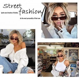 Rectangular Rectangle Small Frame Sunglasses Fashion Designer Square Shades for women - Tortoise Frame - C51900DYM2Y $14.71