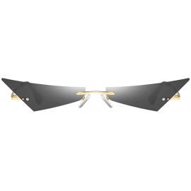 Rimless Vintage Women Sunglasses Frameless Mirror Lens Narrow Cat Eye Sun Glasses Male UV400 - Gold With Black - CX18AIDI4EX ...