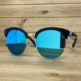 Sport 97018 XXL Premium Oversize Mirrored Funky Flat Sunglasses - Black/ Blue - CF18OKMG6H9 $15.25