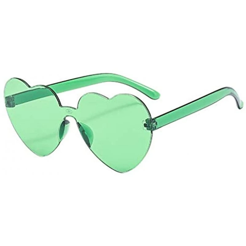 Round Love Heart Shaped Sunglasses Women PC Frame Resin Lens Sunglasses Eyewear for Girl - Green - C2199X9RQ7A $8.18