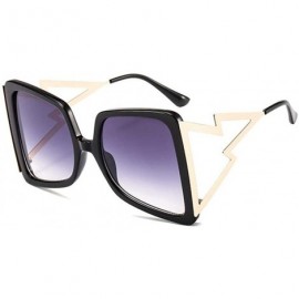 Oversized Oversized Square Sunglasses for Women Lightning Shaped legs Sun Glasses UV400 - White Green Pink - CW1902AQGYS $11.30