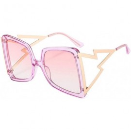 Oversized Oversized Square Sunglasses for Women Lightning Shaped legs Sun Glasses UV400 - White Green Pink - CW1902AQGYS $11.30