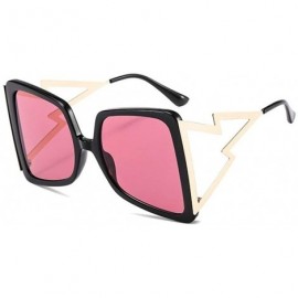 Oversized Oversized Square Sunglasses for Women Lightning Shaped legs Sun Glasses UV400 - White Green Pink - CW1902AQGYS $11.30