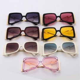 Oversized Oversized Square Sunglasses for Women Lightning Shaped legs Sun Glasses UV400 - White Green Pink - CW1902AQGYS $11.30