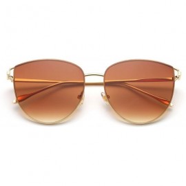 Oversized Womens Oversized Sunglasses Cat Eye Metal Frame Mirrored/Gradient Lenses B2428 - Brown - C418E5CXN3K $9.89