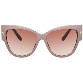 Square Fashion Cat Eye Sunglasses Women Vintage Brand Design Square Blue Leopard - Pink Wood - CE18YZUTSYU $6.84