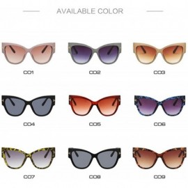 Square Fashion Cat Eye Sunglasses Women Vintage Brand Design Square Blue Leopard - Pink Wood - CE18YZUTSYU $6.84