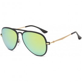 Round Retro Vintage Classic Circle Round Mirrored UV Protection Unisex Fashion Aviator Sunglasses - Green - CD18WR9SZ5U $21.09