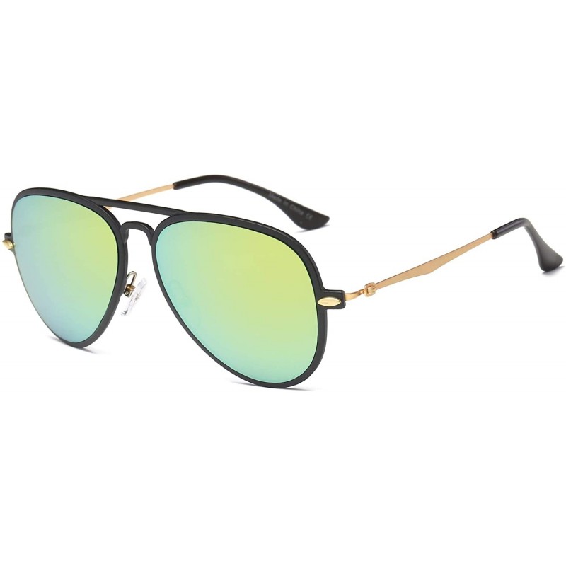 Round Retro Vintage Classic Circle Round Mirrored UV Protection Unisex Fashion Aviator Sunglasses - Green - CD18WR9SZ5U $21.09