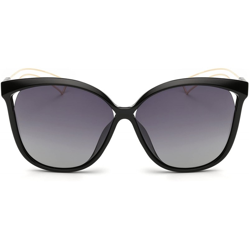 Cat Eye Mirrored Cat Eye Sunglasses Oversized Sunglasses for Women - Black - C018GYKDUA8 $11.90