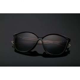 Cat Eye Mirrored Cat Eye Sunglasses Oversized Sunglasses for Women - Black - C018GYKDUA8 $11.90