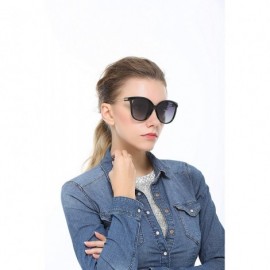 Cat Eye Mirrored Cat Eye Sunglasses Oversized Sunglasses for Women - Black - C018GYKDUA8 $11.90