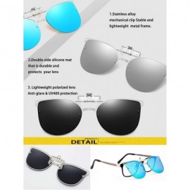 Oversized Clip on Sunglasses for Prescription Glasses with Flip up Unisex Polarized Lens for women - Silver - C819COR39MI $17.43