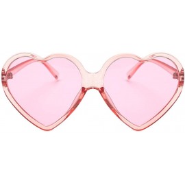 Sport 1 Pair Women Fashion Unisex Heart-shaped Shades Sunglasses Integrated UV Glasses - Pink - CZ18EIHO6S4 $6.24