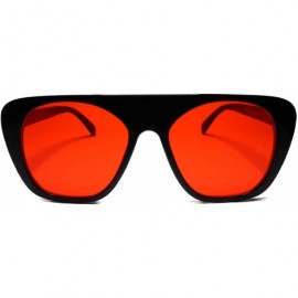 Square Funky 90s Party Club Hip Hop Rapper Gangster Flat Top Sunglasses - Red - C818U5NTRMM $13.70