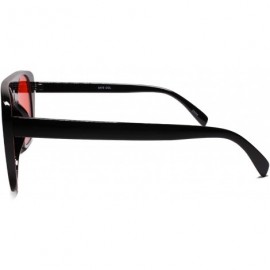 Square Funky 90s Party Club Hip Hop Rapper Gangster Flat Top Sunglasses - Red - C818U5NTRMM $13.70