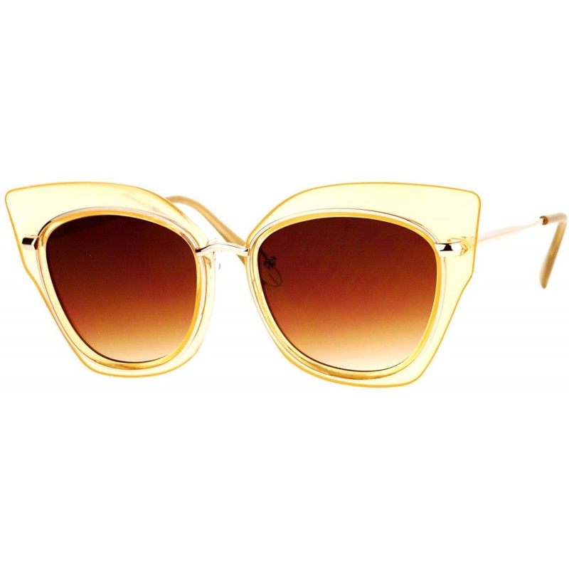 Butterfly Oversized Womens Sunglasses Big Square Butterfly Double Frame UV 400 - Peach Gold - CM1877QWCMR $11.82