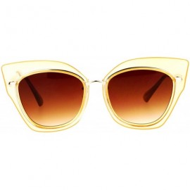 Butterfly Oversized Womens Sunglasses Big Square Butterfly Double Frame UV 400 - Peach Gold - CM1877QWCMR $11.82