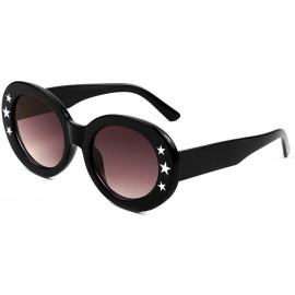 Round Round Three Stars Crystal Retro Sunglasses - Black - C3197QONO00 $15.26