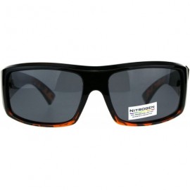 Sport Polarized Nitrogen Thick Plastic Warp Biker Sport Sunglasses - Black Tortoise Black - C818CAC64D5 $12.37