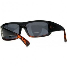 Sport Polarized Nitrogen Thick Plastic Warp Biker Sport Sunglasses - Black Tortoise Black - C818CAC64D5 $12.37