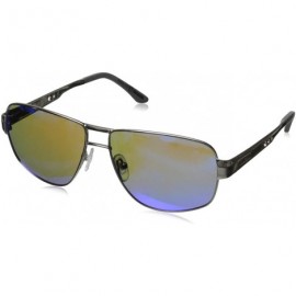 Round Classic HTG1024 C3 Polarized Rectangular Sunglasses - Shiny Silver - CX11OCMXCTZ $57.84