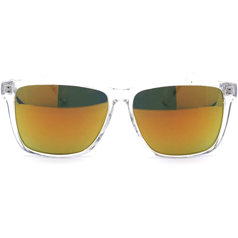 Sport Kush Color Mirror Large Clear Plastic Frame Sport Sunglasses - Orange - CR12N6CNDX2 $8.36