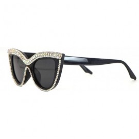 Cat Eye Cat Eye Sunglasses Bling Rhinestones Crystal Black Plastic Frame Eyewear - CN18TW233LW $17.78