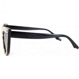 Cat Eye Cat Eye Sunglasses Bling Rhinestones Crystal Black Plastic Frame Eyewear - CN18TW233LW $17.78