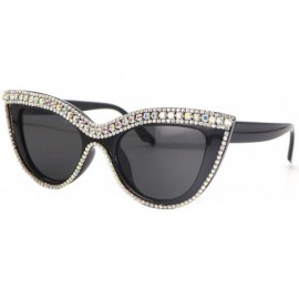 Cat Eye Cat Eye Sunglasses Bling Rhinestones Crystal Black Plastic Frame Eyewear - CN18TW233LW $17.78