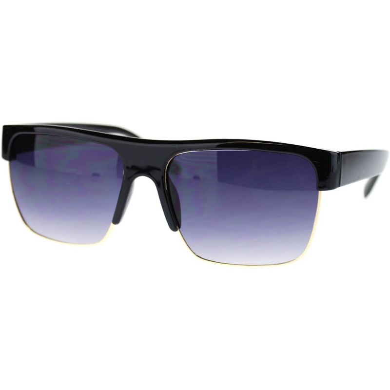 Rectangular Fashion Men's Sunglasses Half Top Rim Square Designer Frame - Black - CV11NIERTR9 $10.94