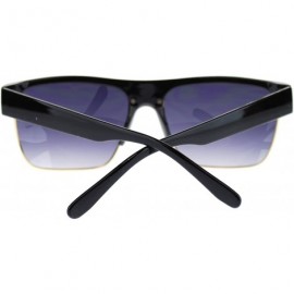 Rectangular Fashion Men's Sunglasses Half Top Rim Square Designer Frame - Black - CV11NIERTR9 $10.94