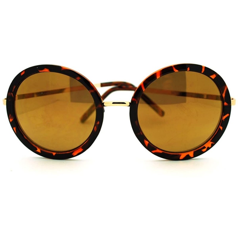 Oval Mirrored Circle Lens Psy Celebrity Gangnam Gentleman Sunglasses - Tortoise Brown - C911GGL35OH $9.00