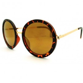 Oval Mirrored Circle Lens Psy Celebrity Gangnam Gentleman Sunglasses - Tortoise Brown - C911GGL35OH $9.00