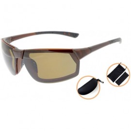 Rimless Polycarbonate Polarized TR90 Unbreakable Sport Sunglasses - Brown/Brown Lens - CT12O5CP24J $15.23