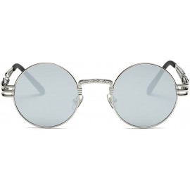 Round Sunglasses Steampunk Style Round Metal Frame Unisex Glasses AE0539 - Silver - C117YALTTCC $9.52