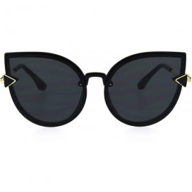 Cat Eye Womens Oversize Cat Eye Bolt Crooked Arm Designer Sunglasses - Black Solid Black - CN18SSEHUG9 $13.07