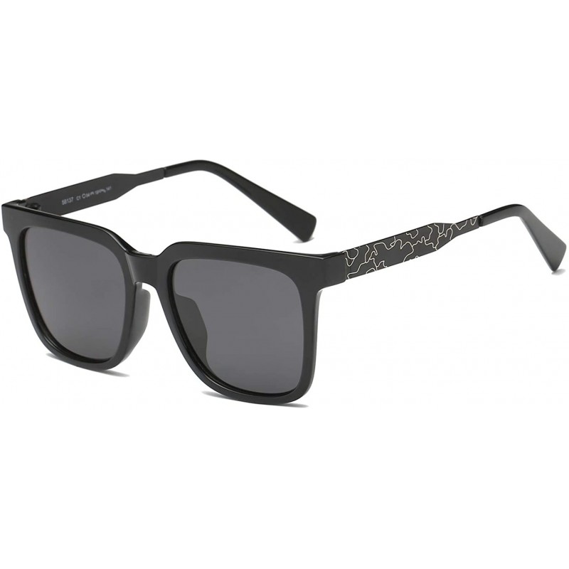 Oversized Unisex Polarized Sunglasses Square UV400 Brand Designer Sun glasses - Black - CU18H8GUL55 $15.50