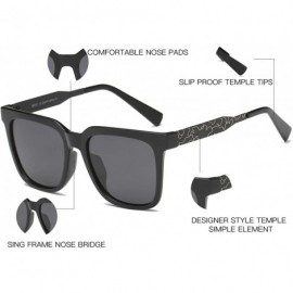 Oversized Unisex Polarized Sunglasses Square UV400 Brand Designer Sun glasses - Black - CU18H8GUL55 $15.50