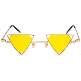 Oval Vintage Punk Styles Women Triangle Sunglasses Fashion Men Hollow Out Red Lens Sun glasses UV400 - C03 Gold Yellow - C618...