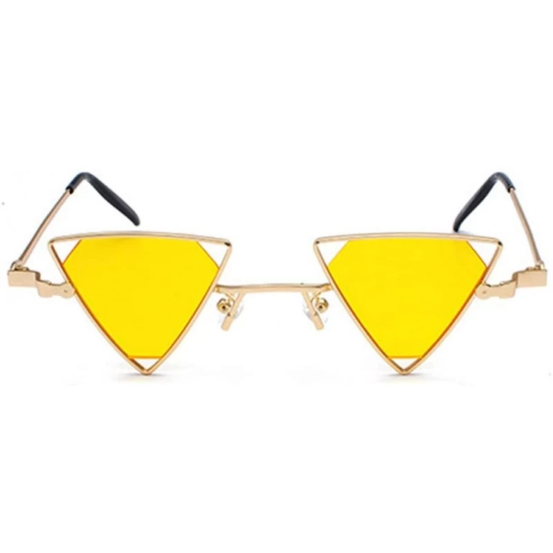 Oval Vintage Punk Styles Women Triangle Sunglasses Fashion Men Hollow Out Red Lens Sun glasses UV400 - C03 Gold Yellow - C618...
