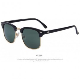 Aviator Men Retro Rivet Polarized Sunglasses Classic Brand Designer Unisex C01 Black - C08 G15 - CX18XE0TNAL $10.84