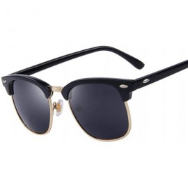 Aviator Men Retro Rivet Polarized Sunglasses Classic Brand Designer Unisex C01 Black - C08 G15 - CX18XE0TNAL $10.84