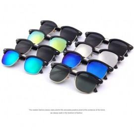 Aviator Men Retro Rivet Polarized Sunglasses Classic Brand Designer Unisex C01 Black - C08 G15 - CX18XE0TNAL $10.84