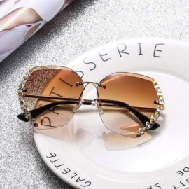 Rimless Rhinestone Side Sunglasses for Woman with Colorful Diamond Rimless Gradient Lens Eyewear UV Protection - CL190HE7U52 ...