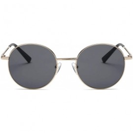 Round Classic Metal Circle Round Fashion Sunglasses - Smoke Black - C4196S8XYR2 $12.55