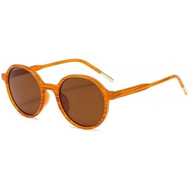 Round Women Fashion Eyewear Round Beach Sunglasses with Case UV400 Protection - Orange Strip Frame/Brown Lens - CZ18WKORS50 $...