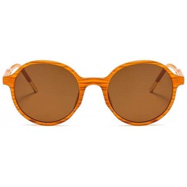 Round Women Fashion Eyewear Round Beach Sunglasses with Case UV400 Protection - Orange Strip Frame/Brown Lens - CZ18WKORS50 $...