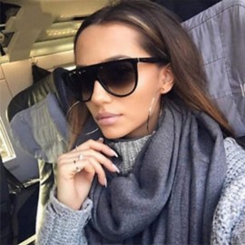 Square sunglasses woman vintage retro flat top Thin Shadow sun glasses square Pilot - C2-tea-tea - CZ18WZT74S7 $19.20